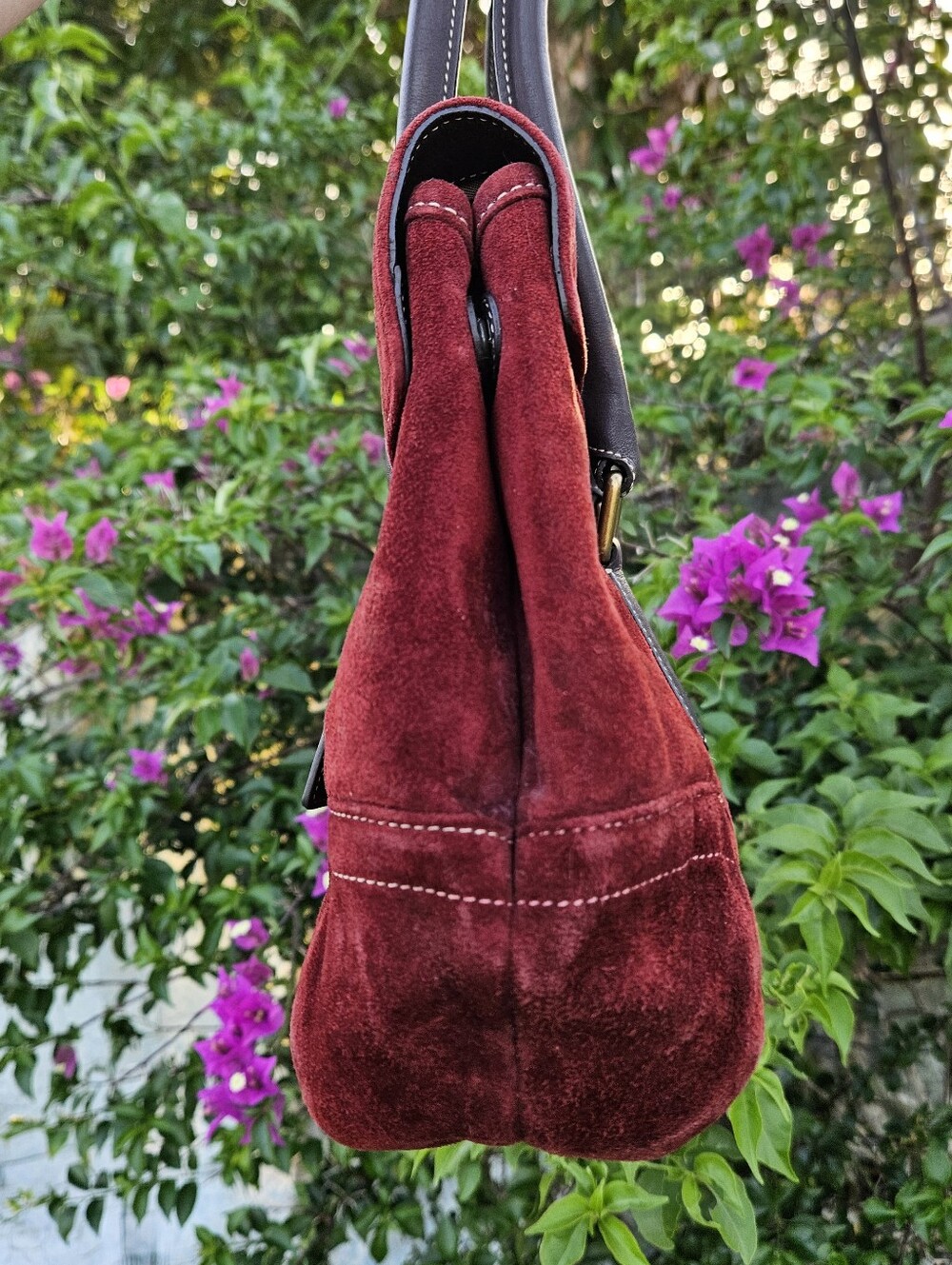 Vintage Coach Soho 9507 Burgundy Suede Shoulder Bag Hangtag Musty Smell Read - Picture 3 of 14